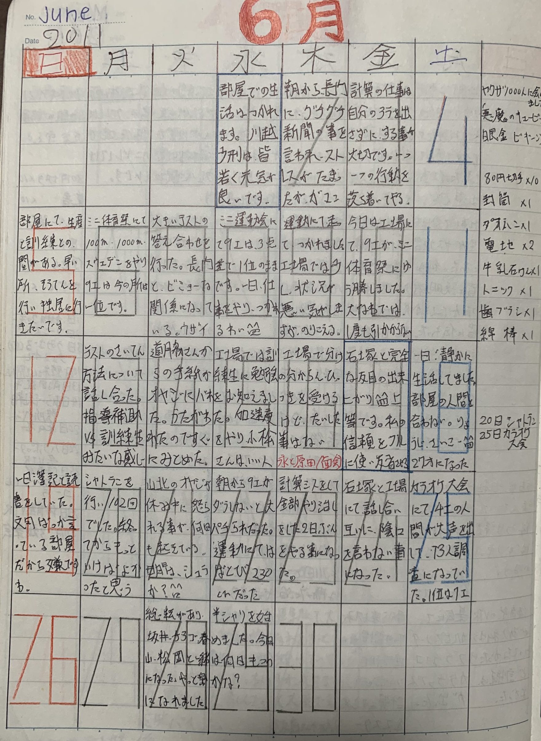 平成23年6月2日〜18日　更生日記（友人の死　心で泣いて　顔笑う！！）