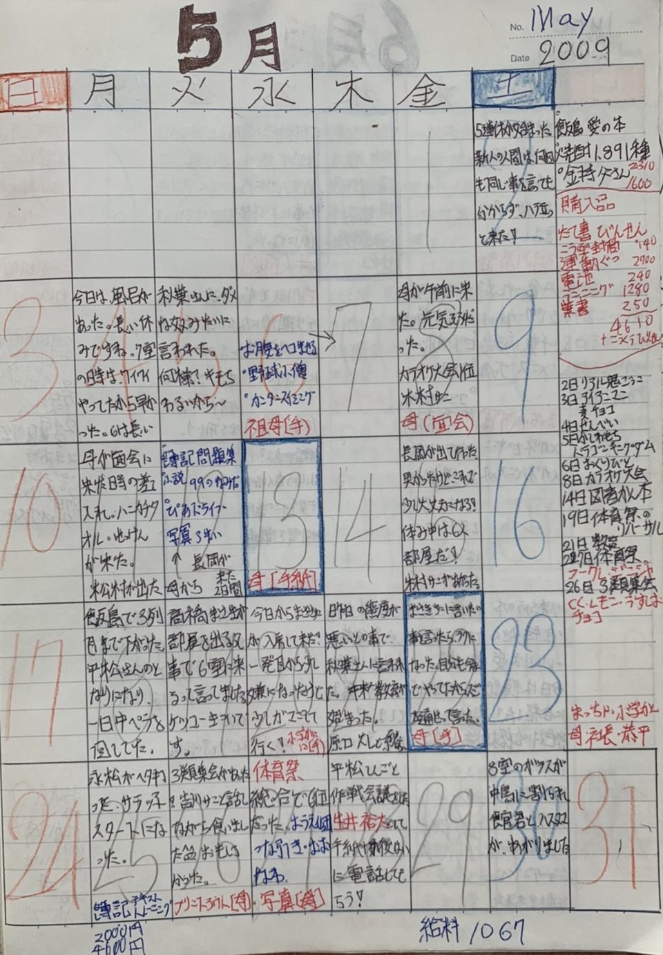 平成21年5月18〜30日　更生日記（年2度の各工場対抗の運動会）