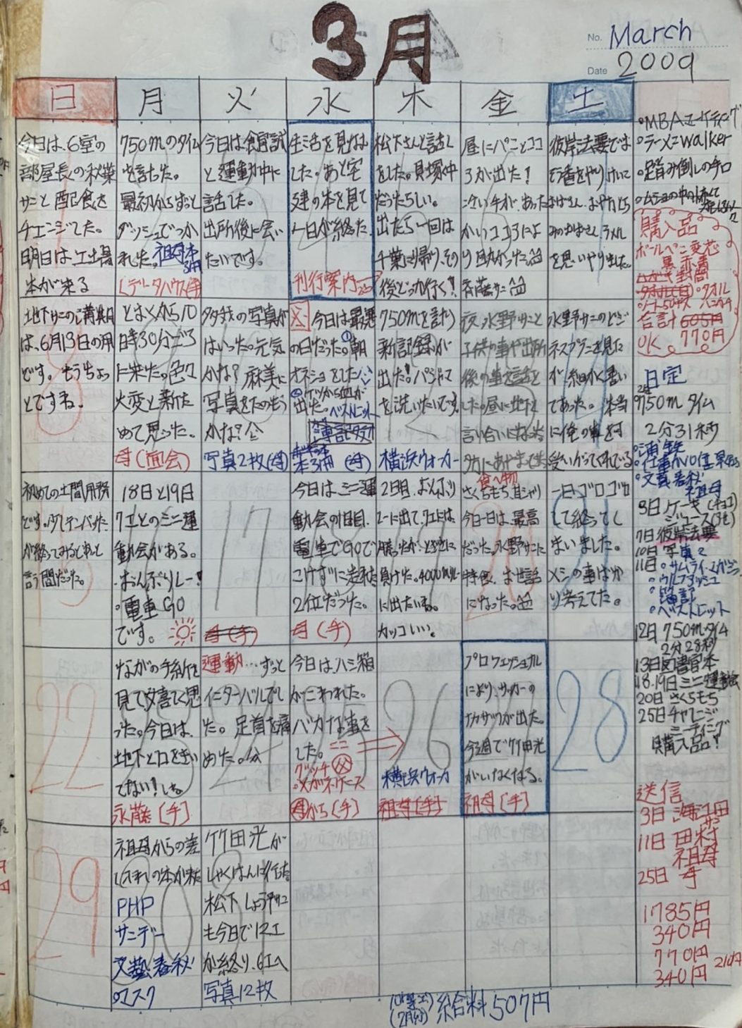 平成21年3月25〜31日　更生日記　（４類・５類の集会　他の工場も交えた反省会）